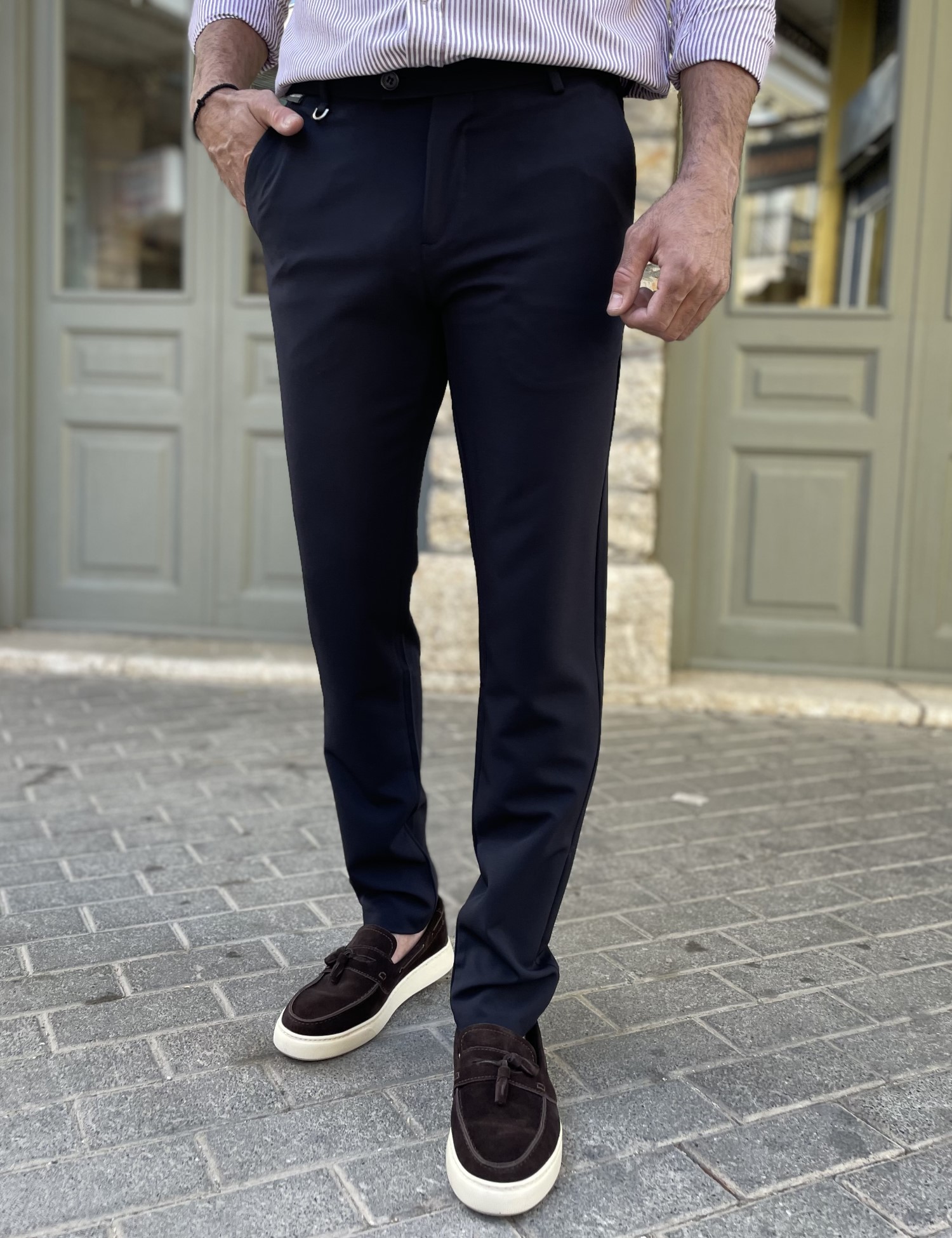 JOGGERMEN Joggermen ανδρικό μπλε υφασμάτινο παντελόνι 2014B